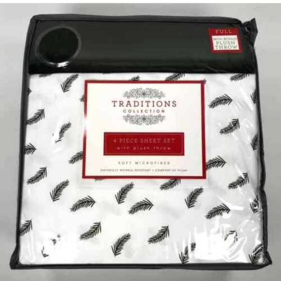 Traditions collection 3 piece sheet set with plush throw - Picture 2 of 7